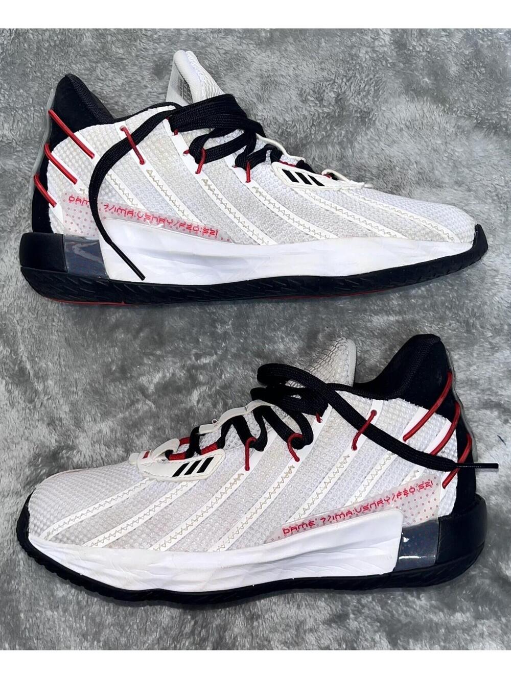 Adidas Dame 7 H04387 Mens 6 Basketball Shoes White Black Red Sneakers